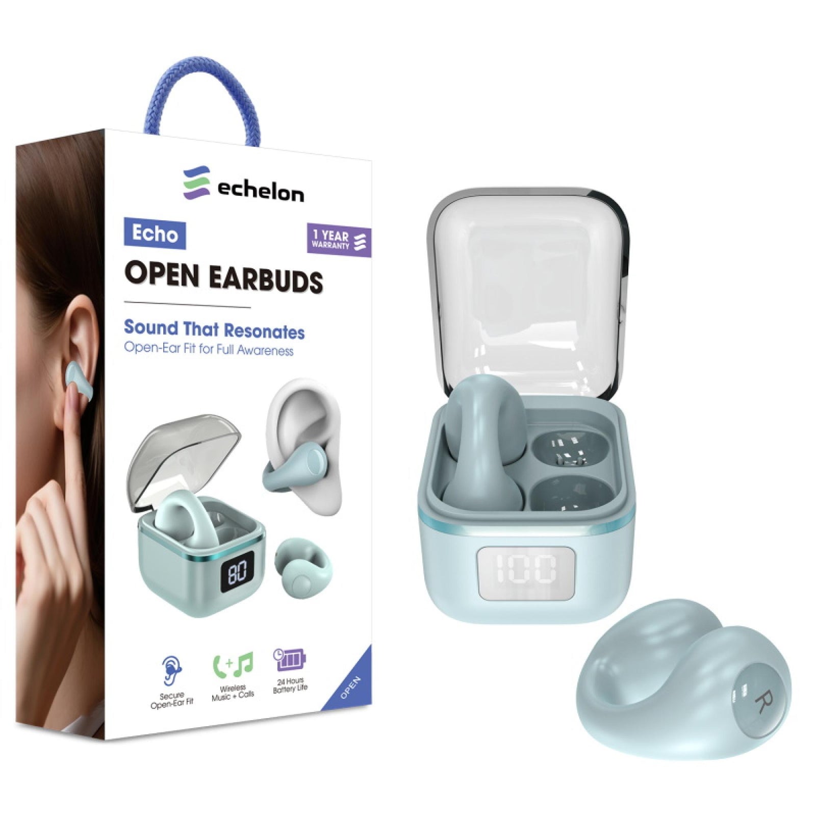 MyBat Open Ear Bluetooth Earbuds Blue