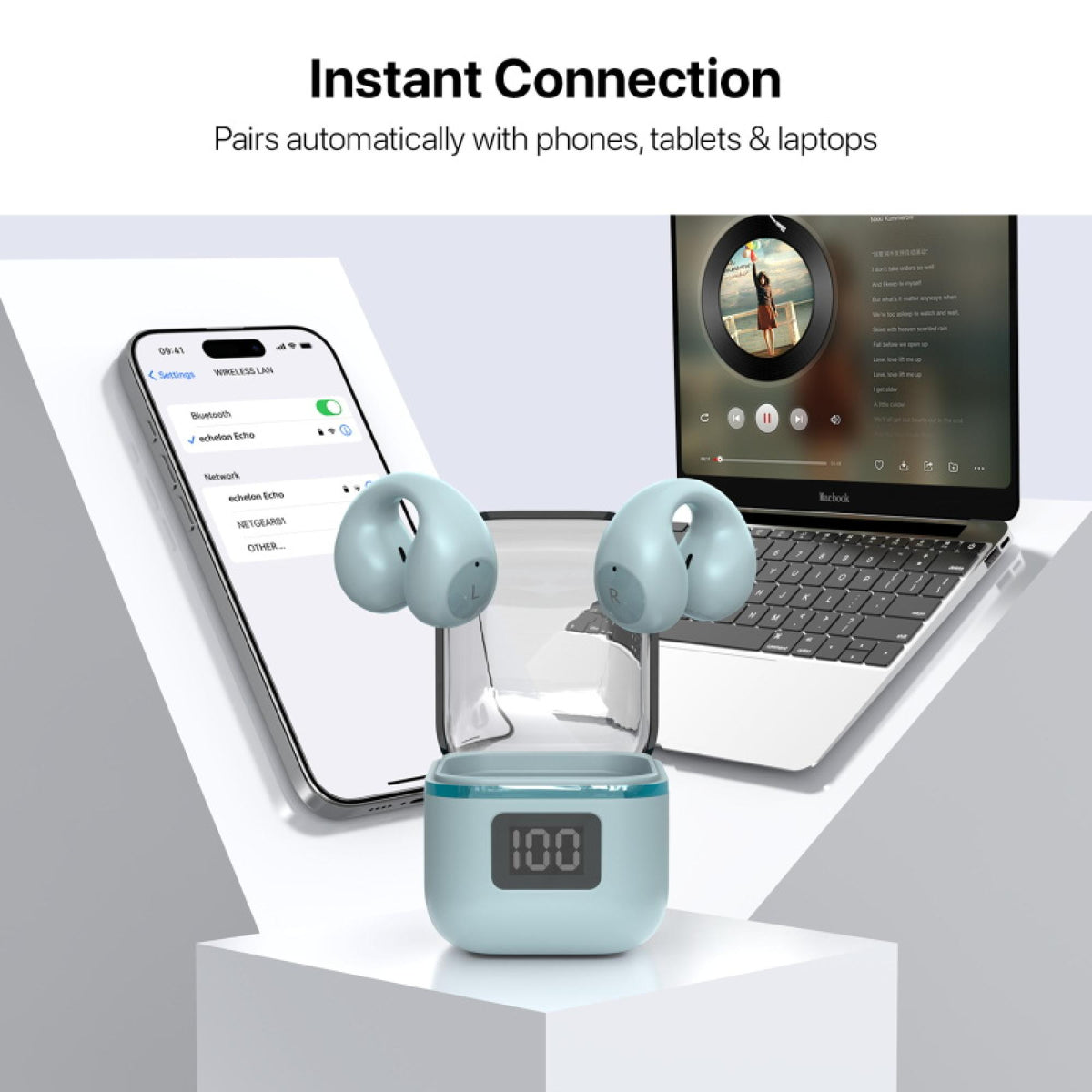 MyBat Open Ear Bluetooth Earbuds Blue