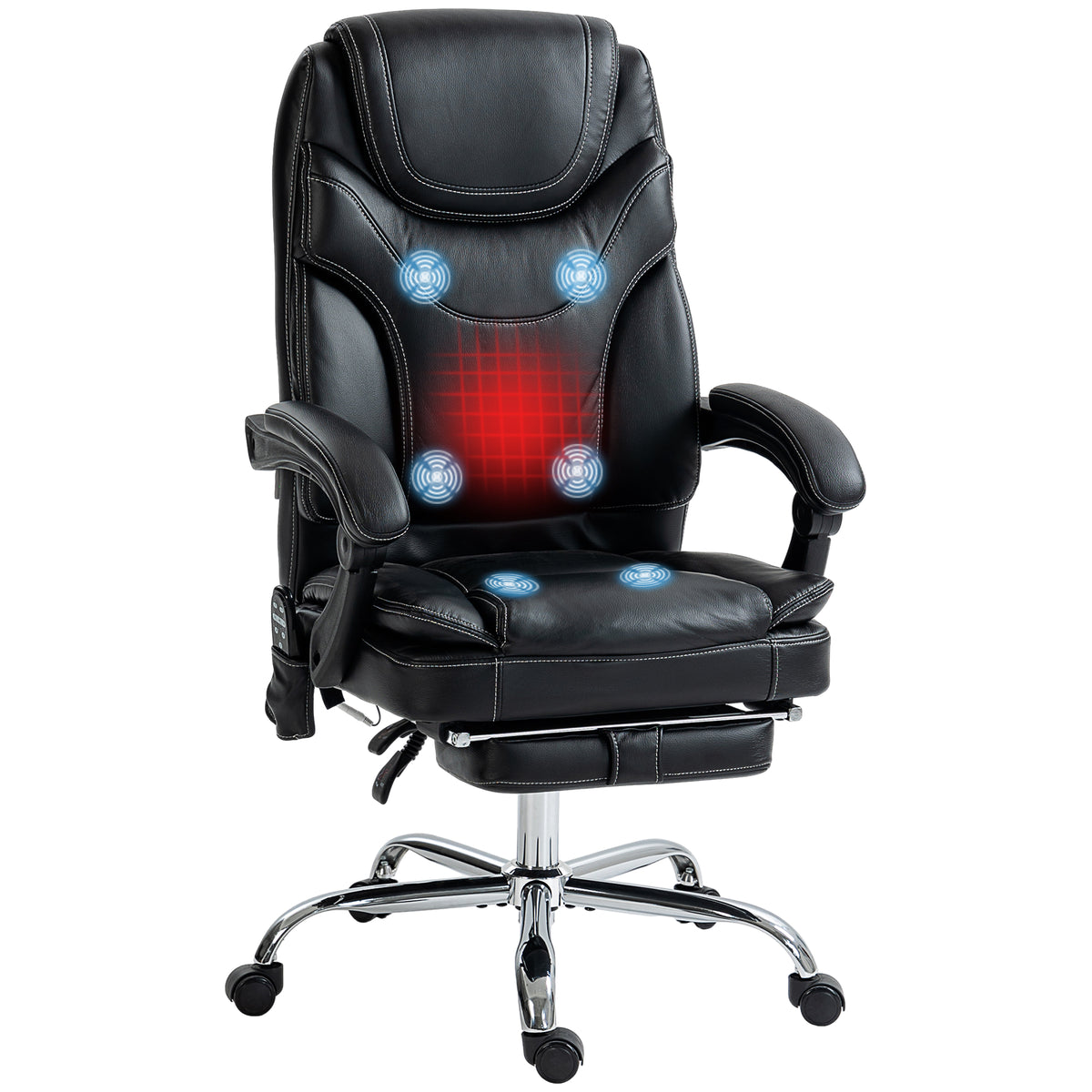 Vinsetto PU Leather Heated Massage Office Chair with Vibration Black