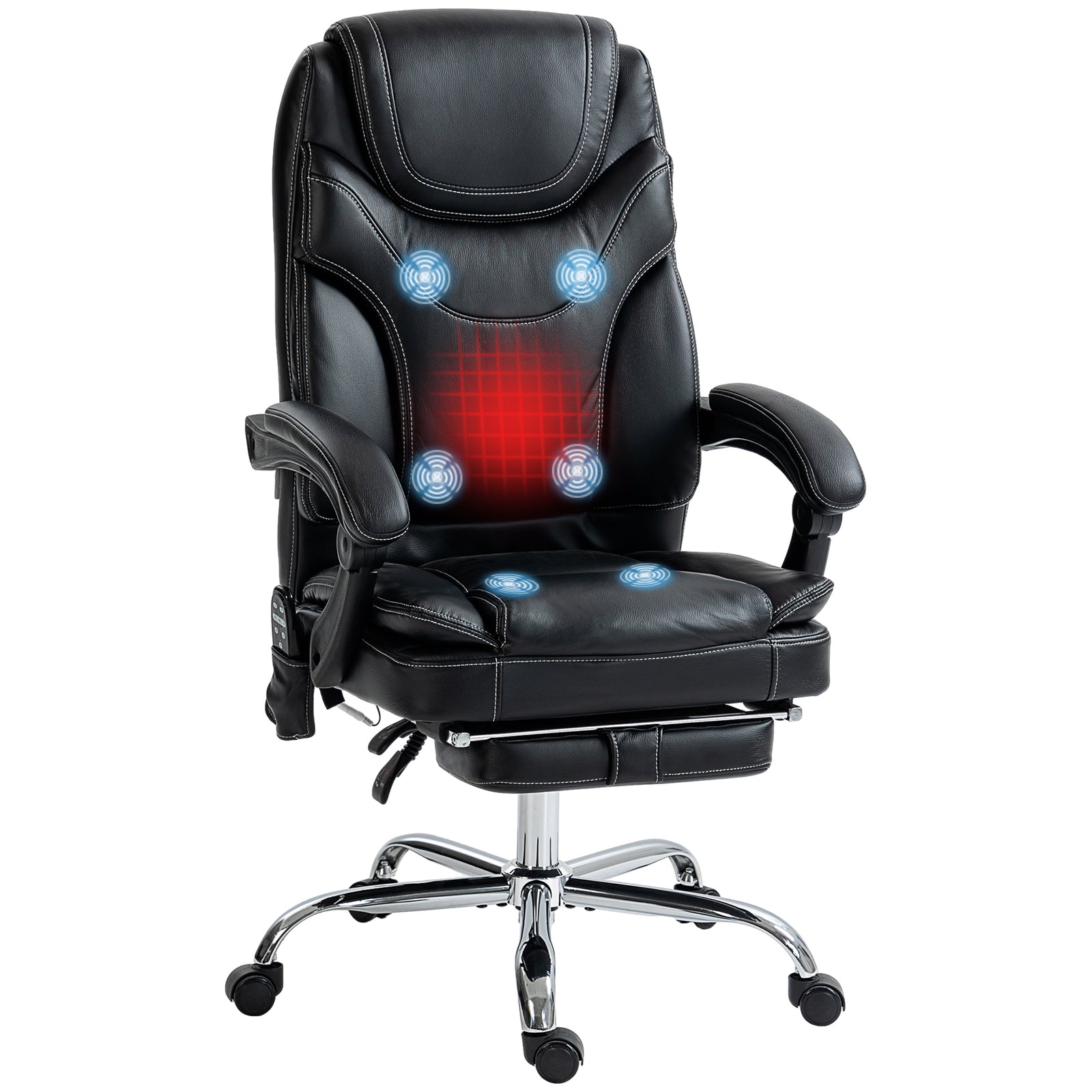 Vinsetto PU Leather Heated Massage Office Chair with Vibration Black