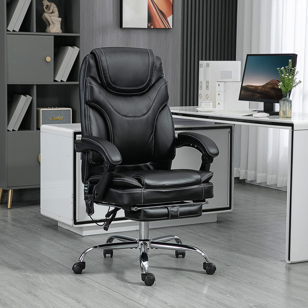 Vinsetto PU Leather Heated Massage Office Chair with Vibration Black