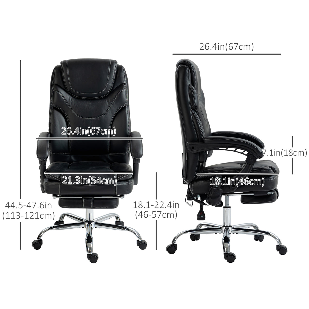 Vinsetto PU Leather Heated Massage Office Chair with Vibration Black