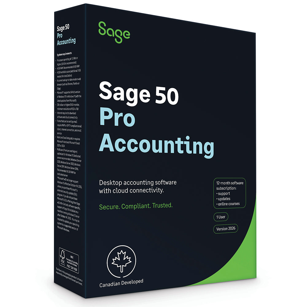 Sage 50 2026 Pro Accounting Canada Pro CSRT 1 User