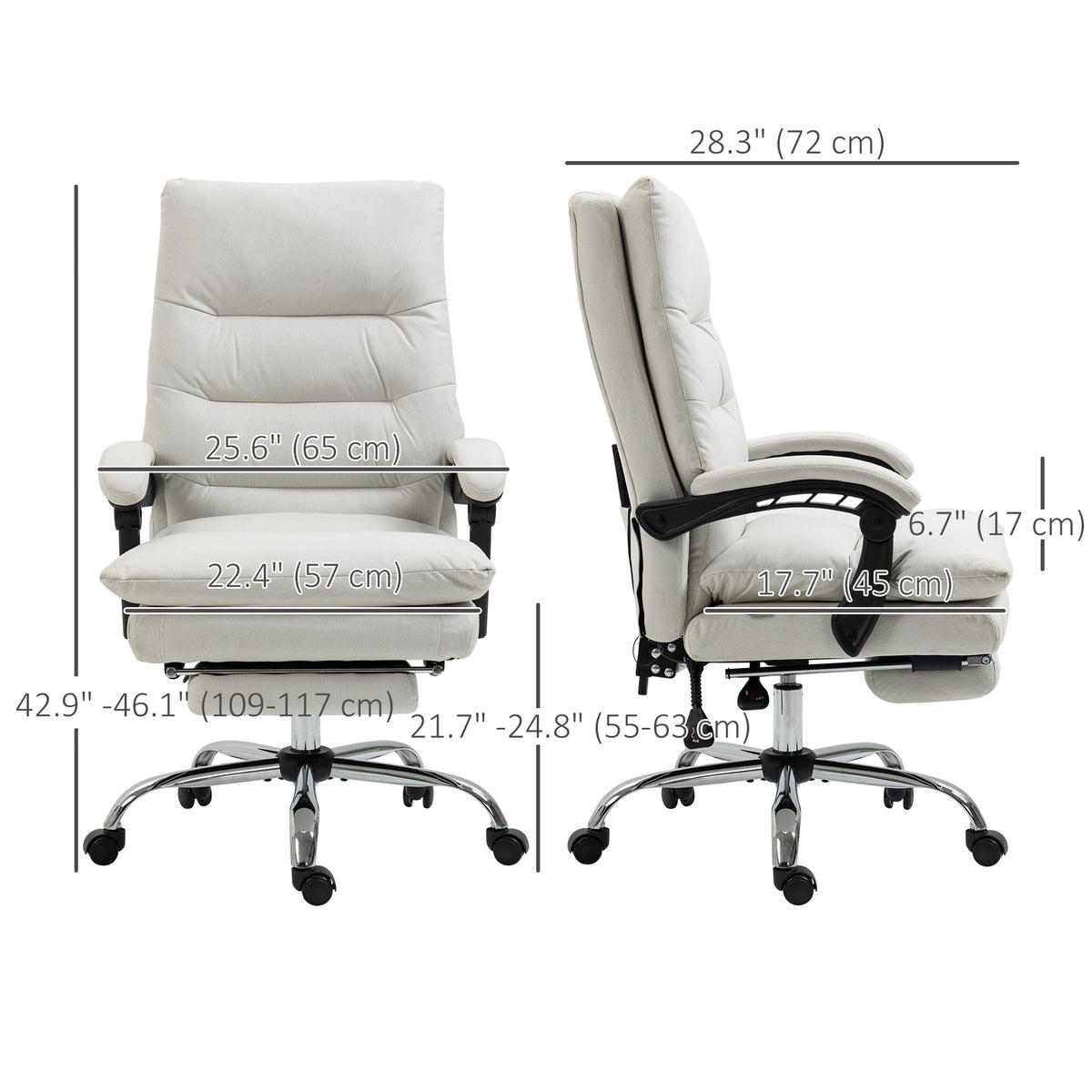 Vinsetto Executive Office Chair with Footrest and 6-Point Massage and Heat Cream