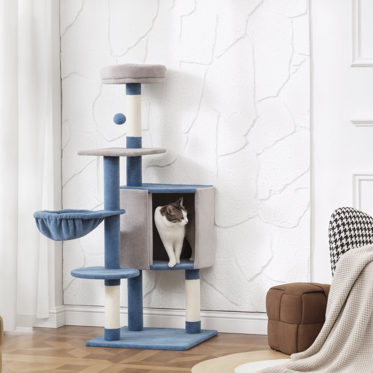 PawHut 48" Cat Tree Blue/Grey
