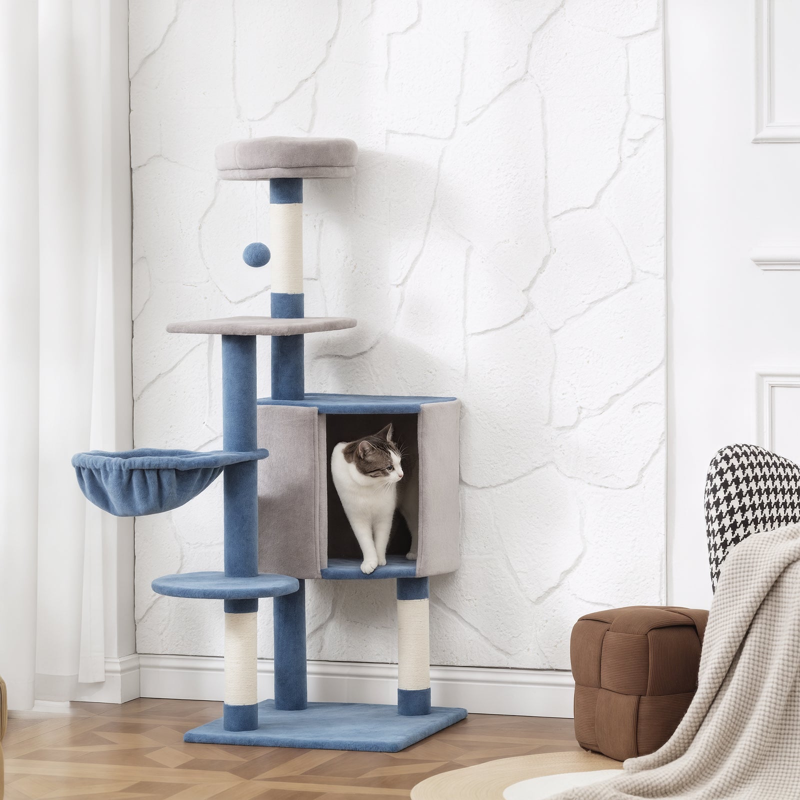 PawHut 48" Cat Tree Blue/Grey