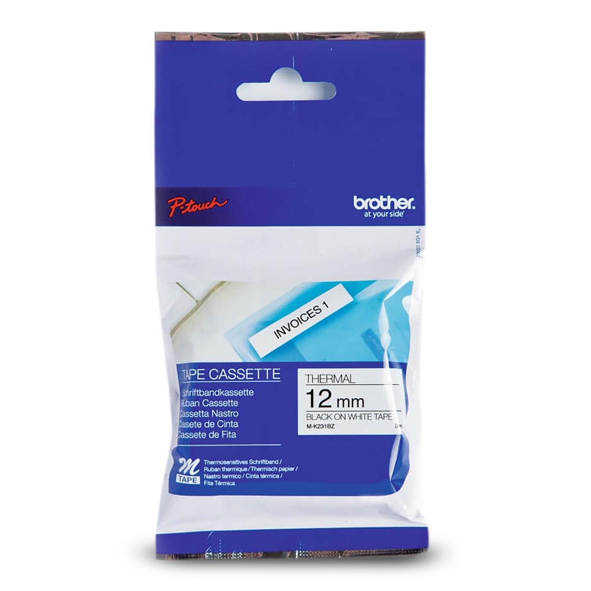Brother Genuine MK231 Black on White Non Laminated Tape for P touch Label Makers