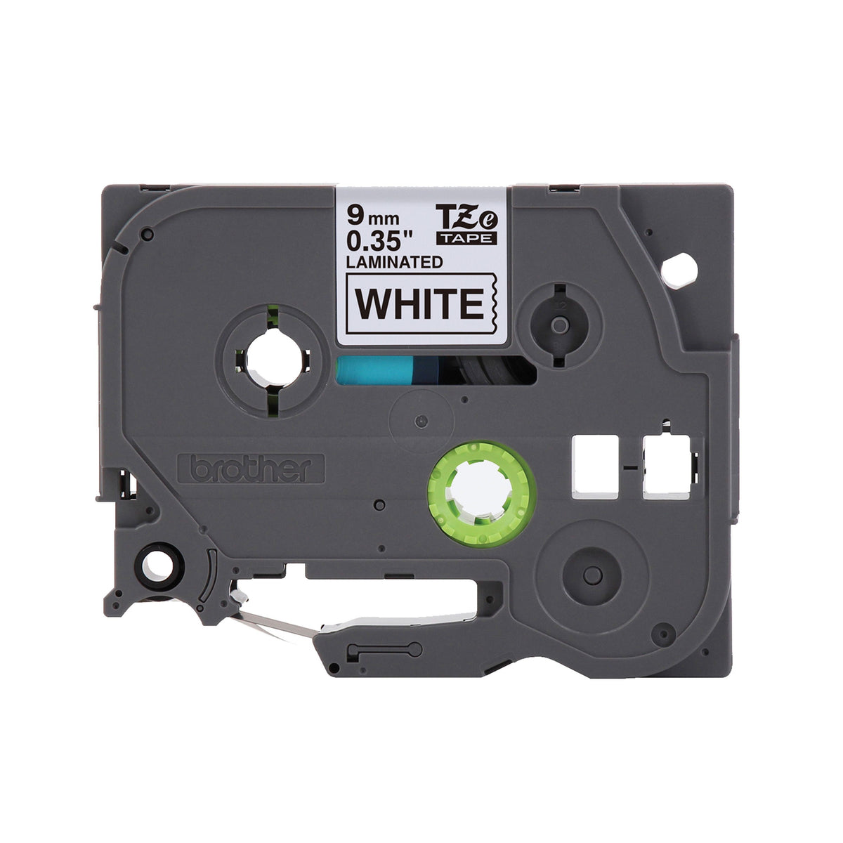 Brother Laminated Tape for P-touch Label Makers 9mm Black Print on White Label
