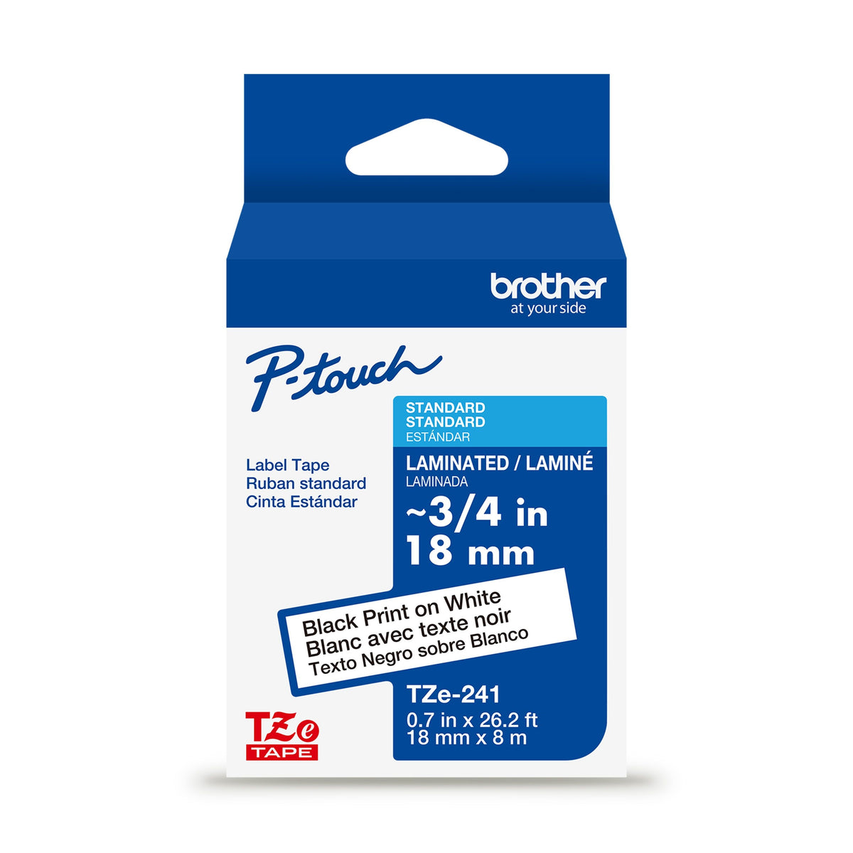 Brother Laminated Tape for P touch Label Makers 18mm Black on White