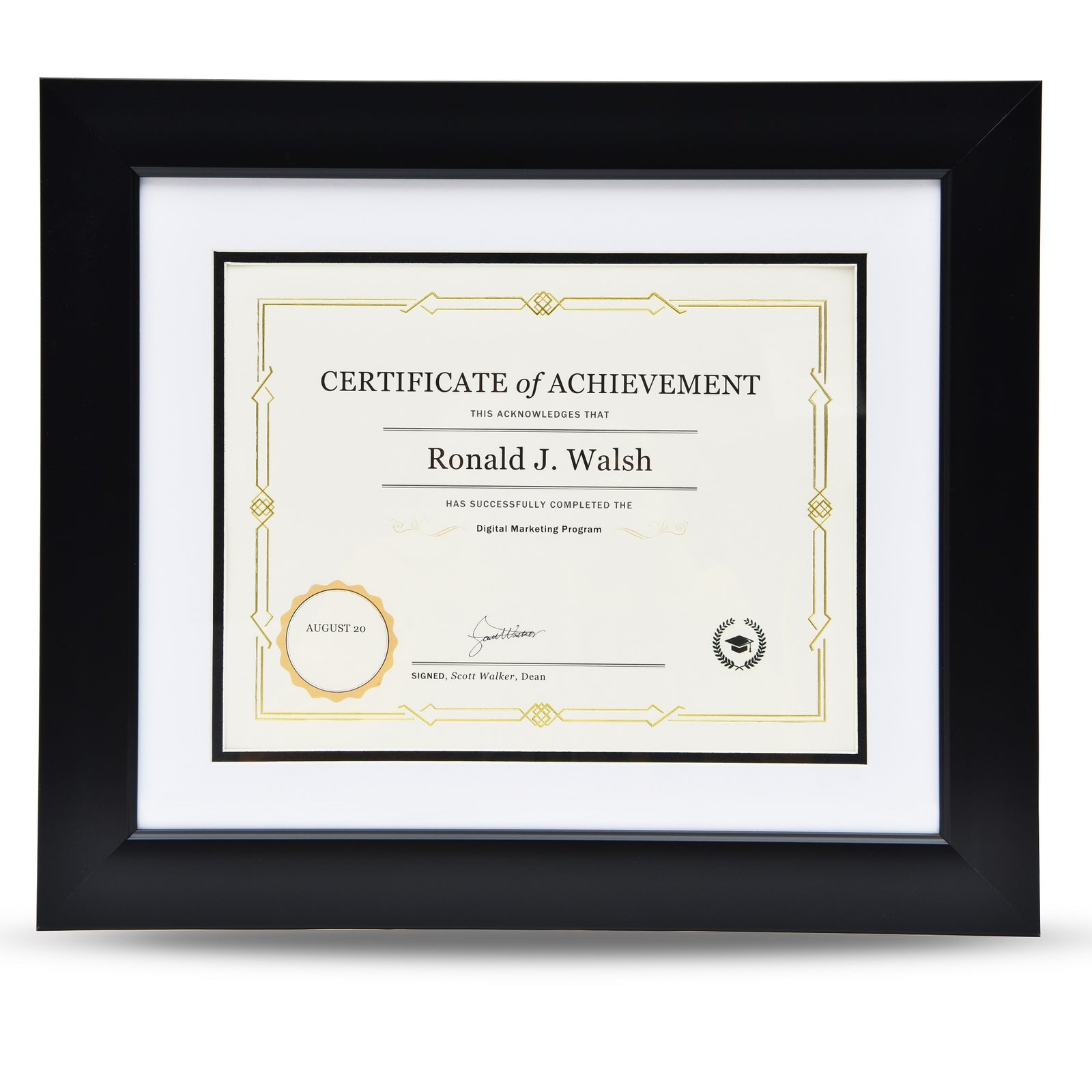 First Base Certificate Frame 8 1/2"x11" Black/White