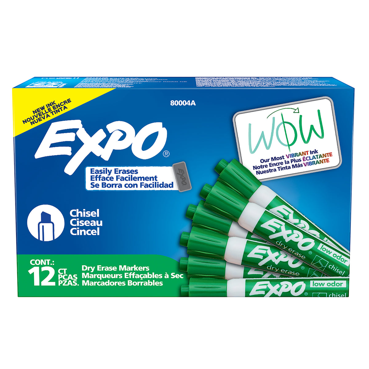 Expo Low Odour Dry Erase Markers Chisel Tip Green 12 Pack