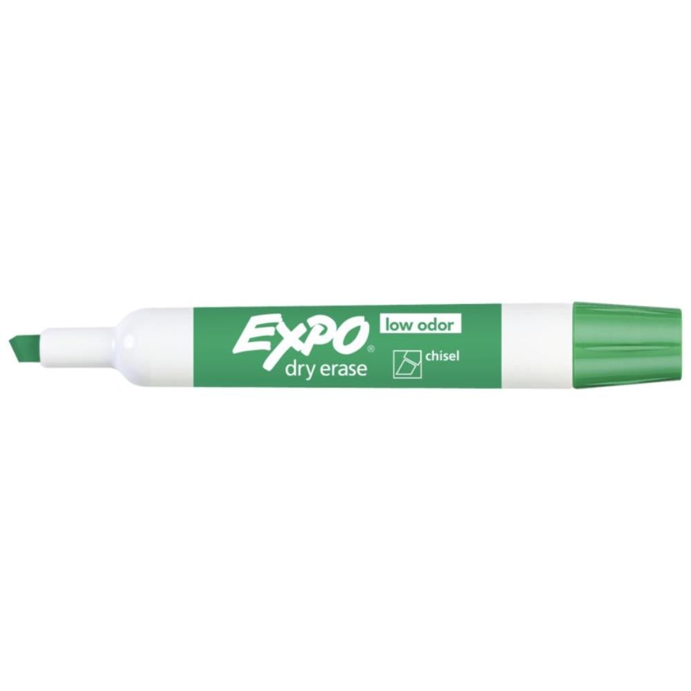 Expo Low Odour Dry Erase Markers Chisel Tip Green 12 Pack