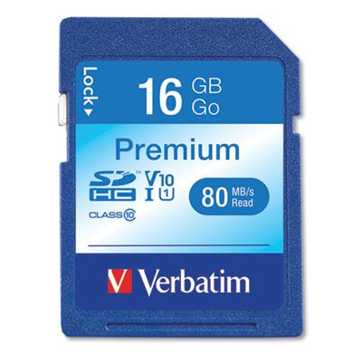 Verbatim 16GB Premium SDHC Memory UHS-I U1 Class 10Card