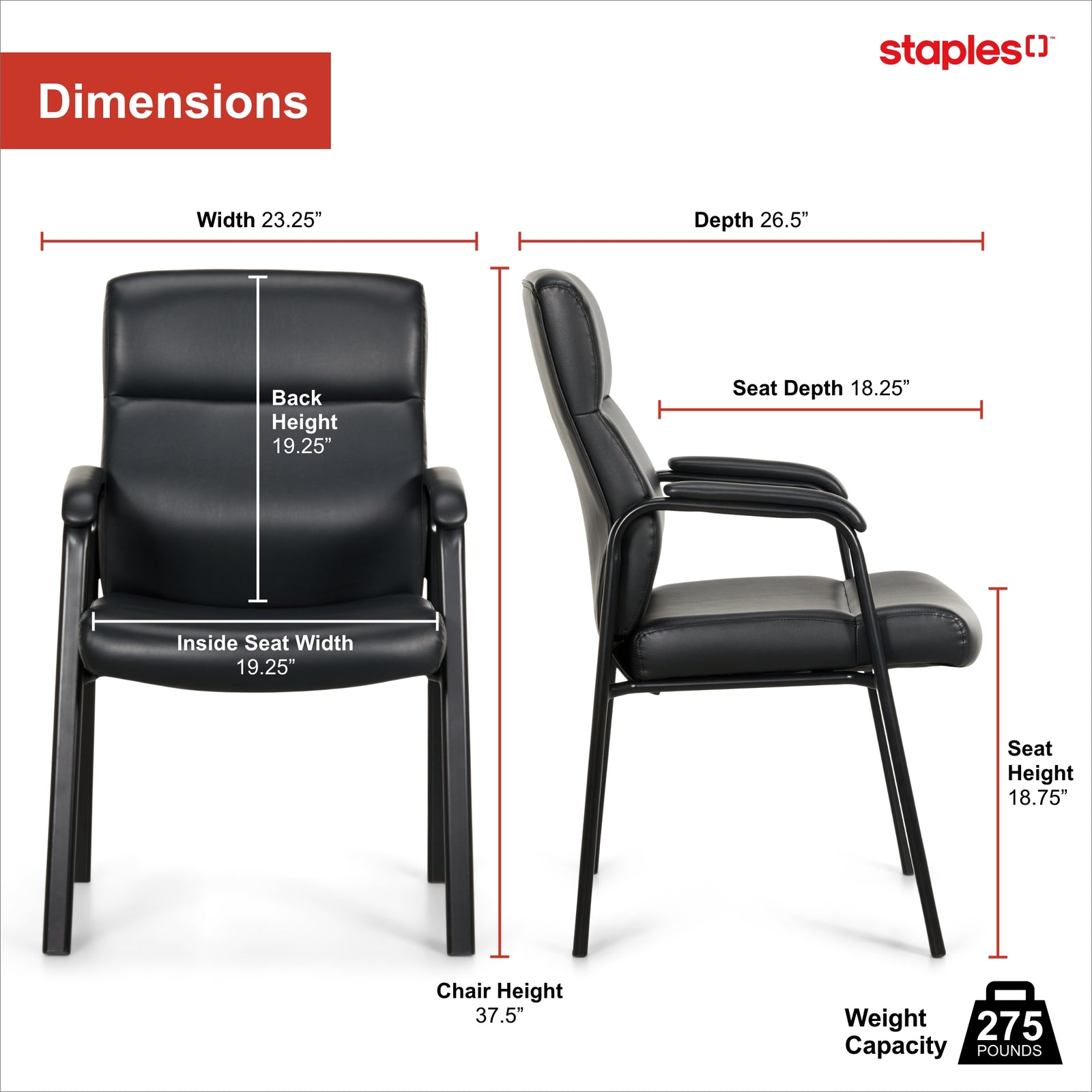 True Innovations Bonded Leather Guest Chair Black