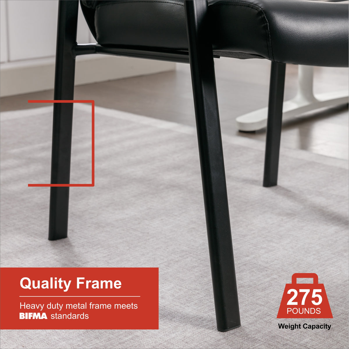 True Innovations Bonded Leather Guest Chair Black