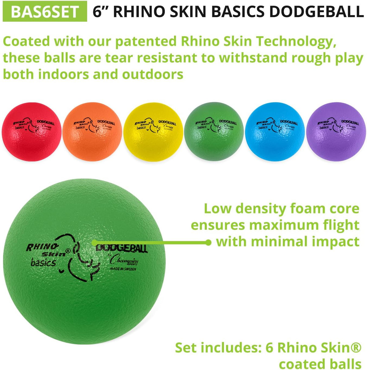 Champion Sports Rhino Skin Dodgeball Set Multicolour Pack of 6