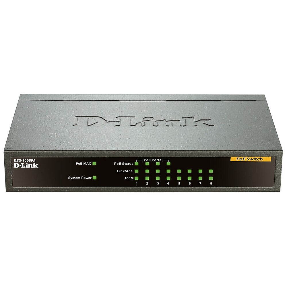 D-Link DES-1008PA Fast Ethernet PoE Unmanaged Desktop Switch