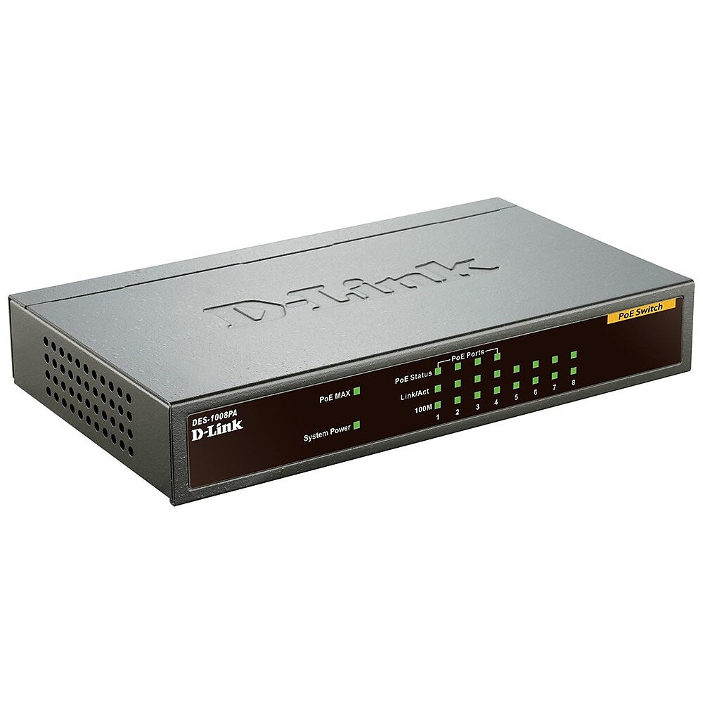 D-Link DES-1008PA Fast Ethernet PoE Unmanaged Desktop Switch