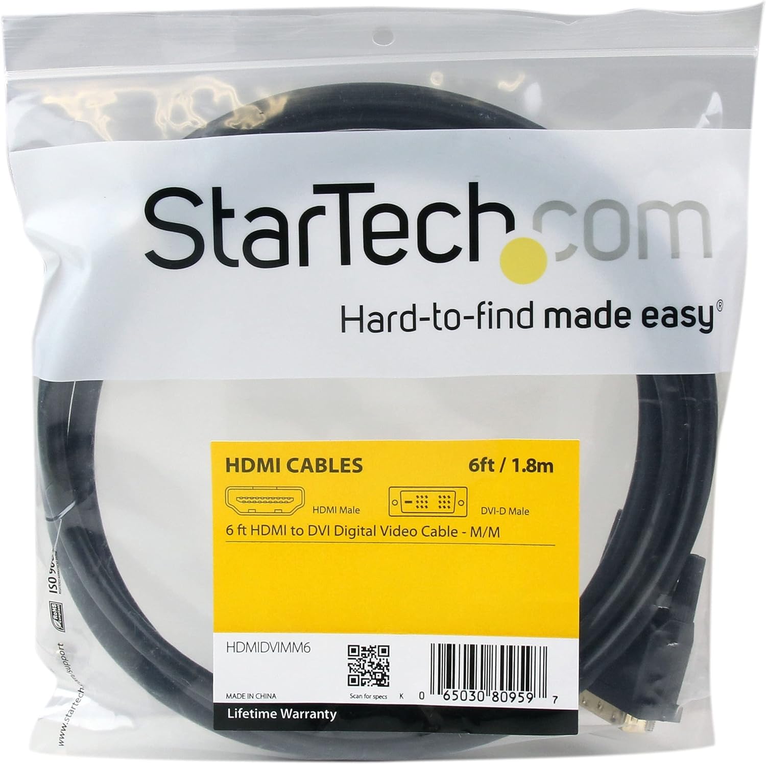 StarTech 6ft HDMI to DVI-D M/M Cable