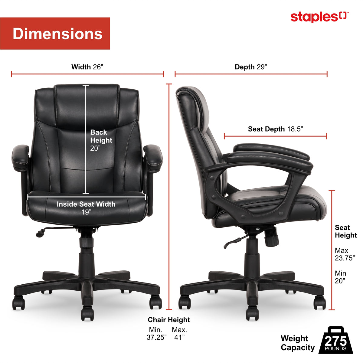 True Innovations Bonded Leather Task Chair Black