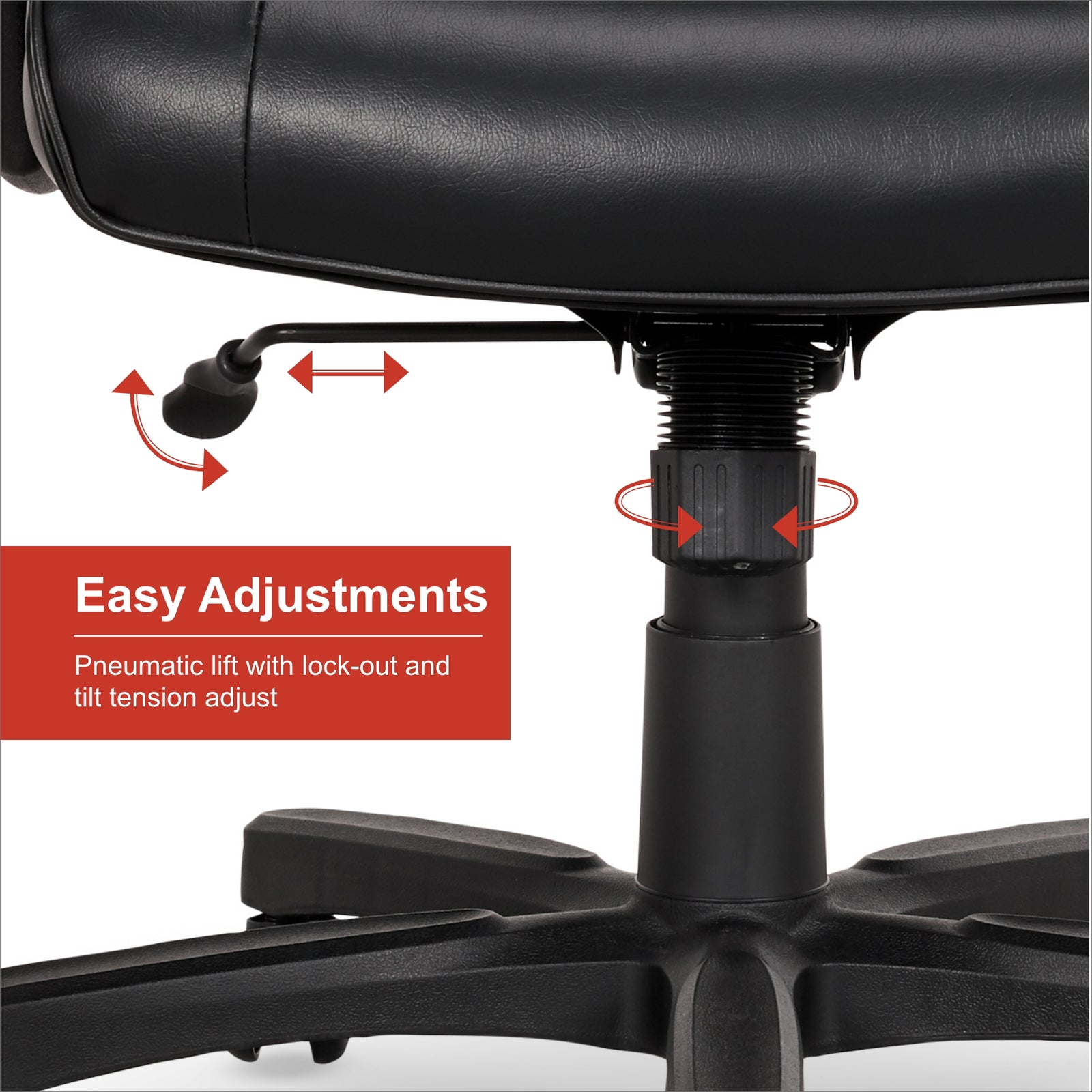 True Innovations Bonded Leather Task Chair Black