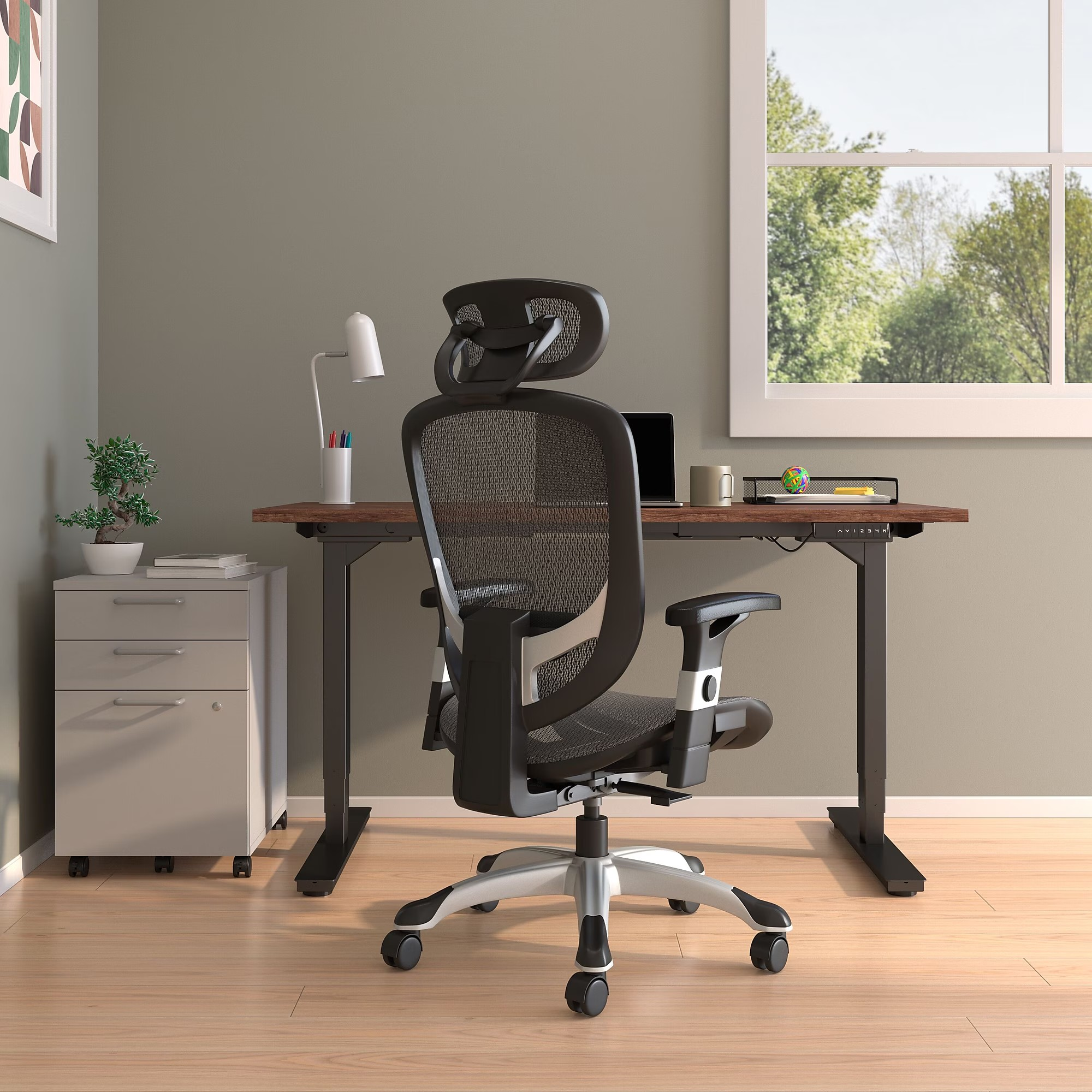 Union and Scale FlexFit Hyken Mesh Task Chair with Adjustable Arms Black