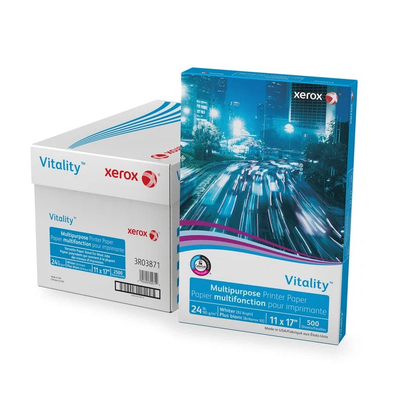 Xerox Vitality Multipurpose Printer Paper - 24 lb. - 11" x 17" - White - 2500 Sheets