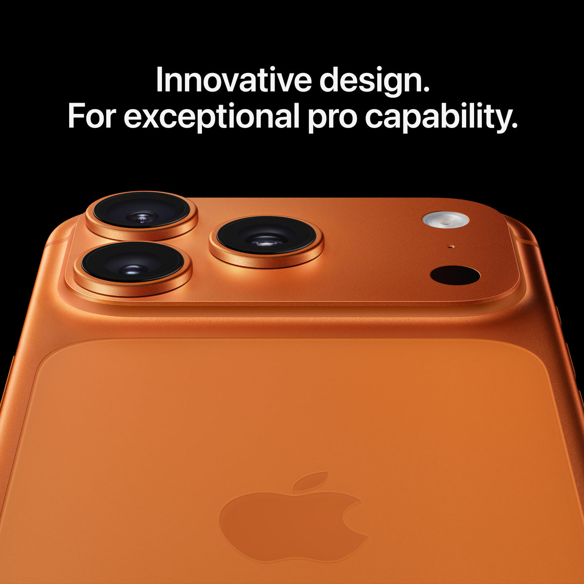Cosmic Orange iPhone 17 Pro featuring a sleek aluminum unibody design and triple-lens 48MP rear camera system.