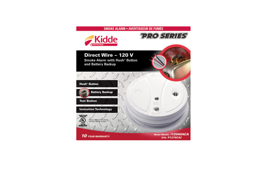 Kidde 120V AC Smoke Alarm with 9V Battery Backup