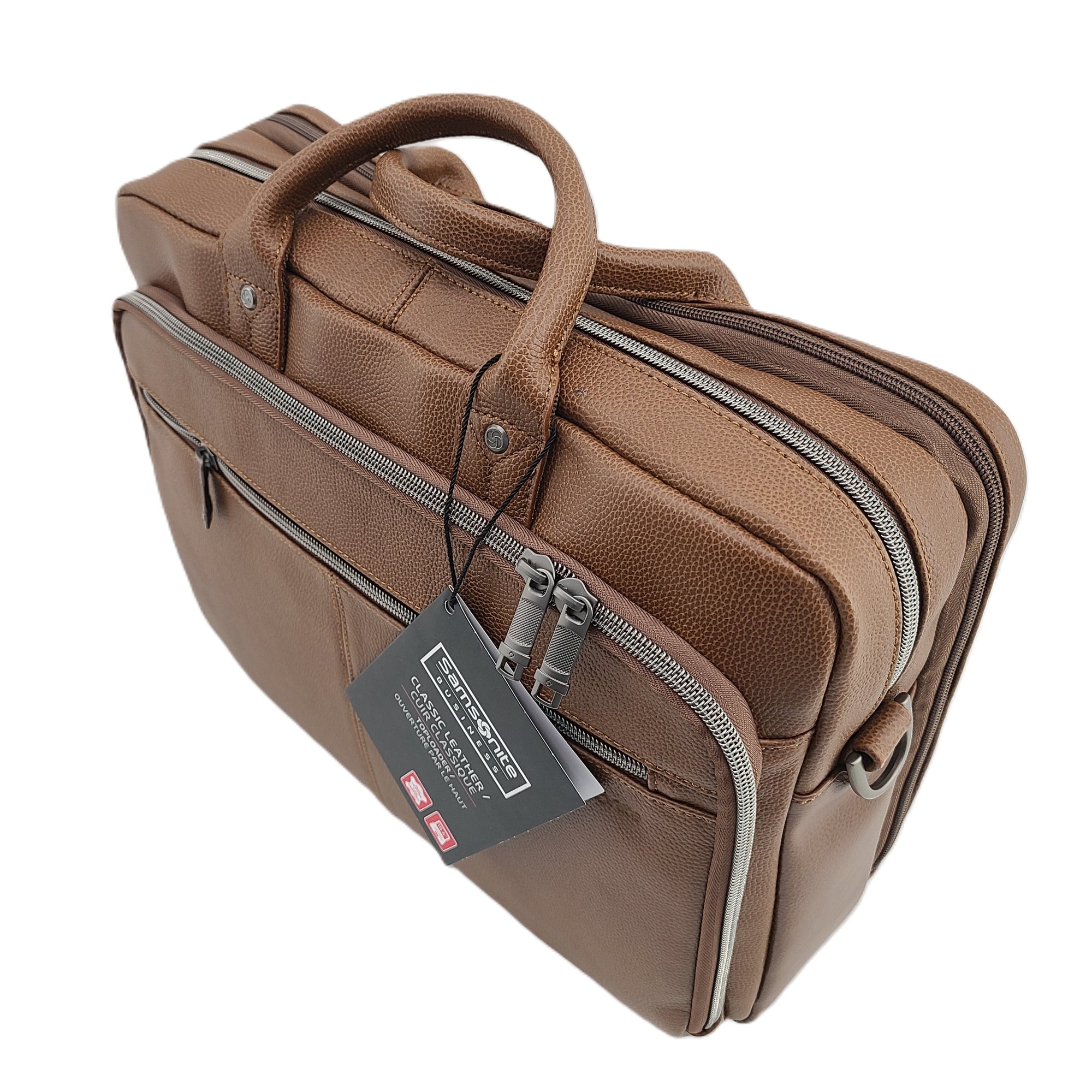 Samsonite Classic Toploader 15.6" Leather Briefcase Cognac