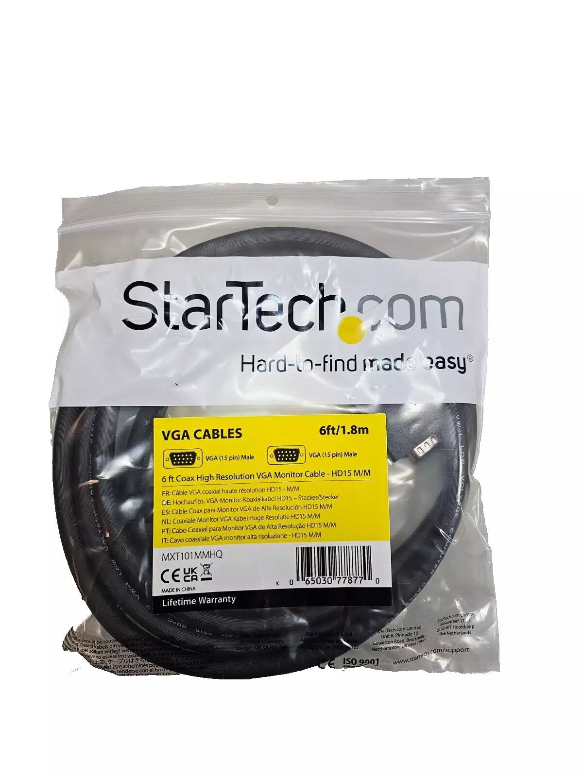 StarTech Coax High Resolution Monitor VGA Cable - 6ft