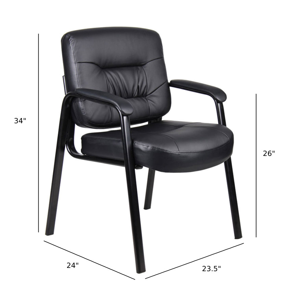 Nicer Furniture Black Leather Metal Leg Guest Chair