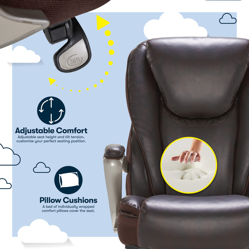 Serta Smart Layers Hensley Big and Tall Executive Chair Brown