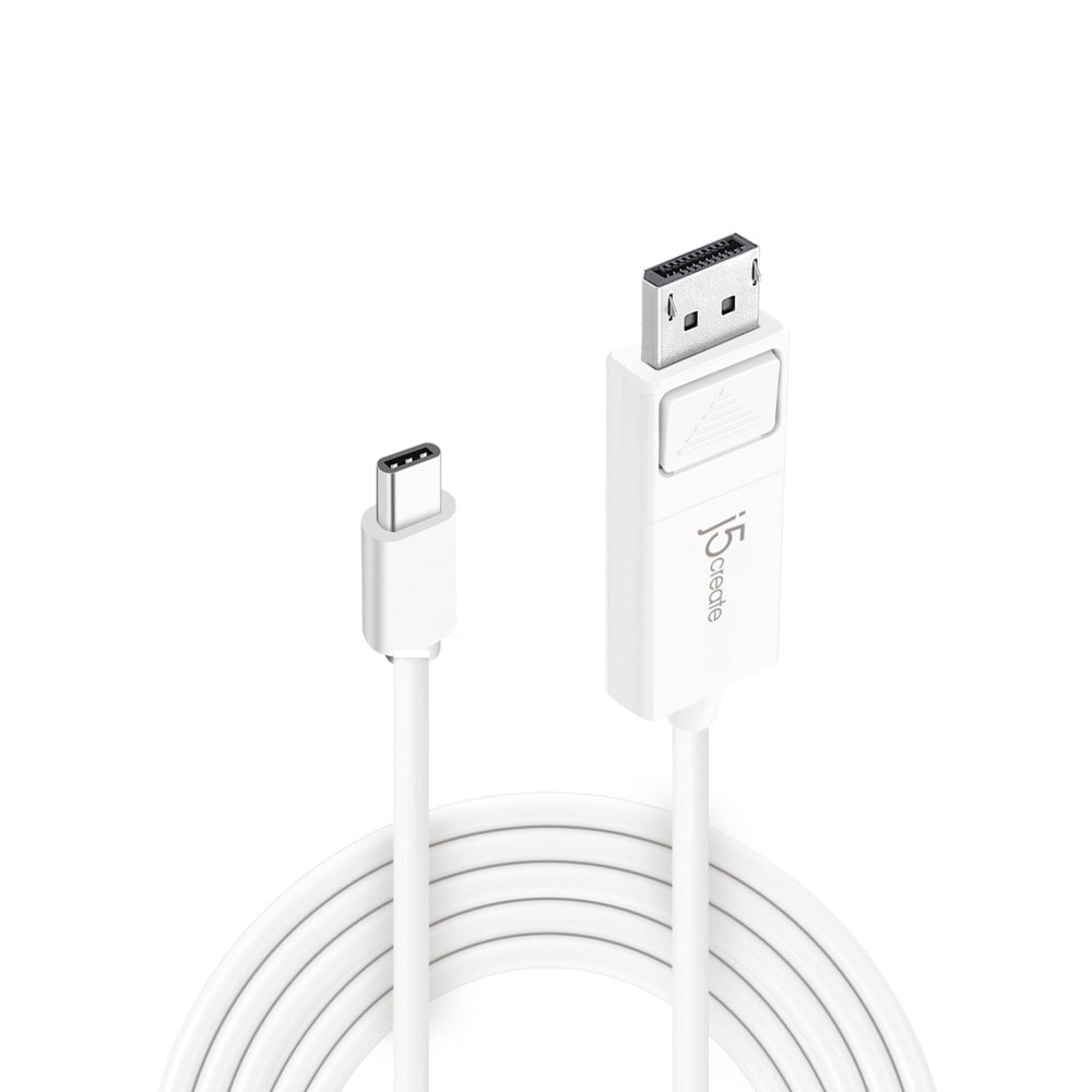j5Create JCA141 USB-C to 4K DisplayPort Cable White