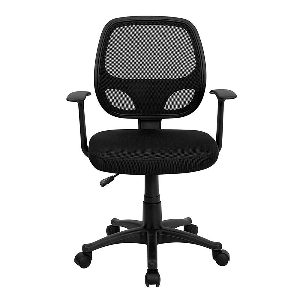 Nicer Furniture Mid-Back Black Mesh Computer Chair with Adjustable Arms