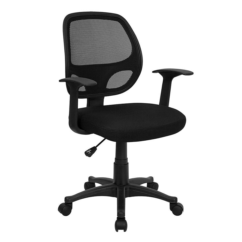 Nicer Furniture Mid-Back Black Mesh Computer Chair with Adjustable Arms