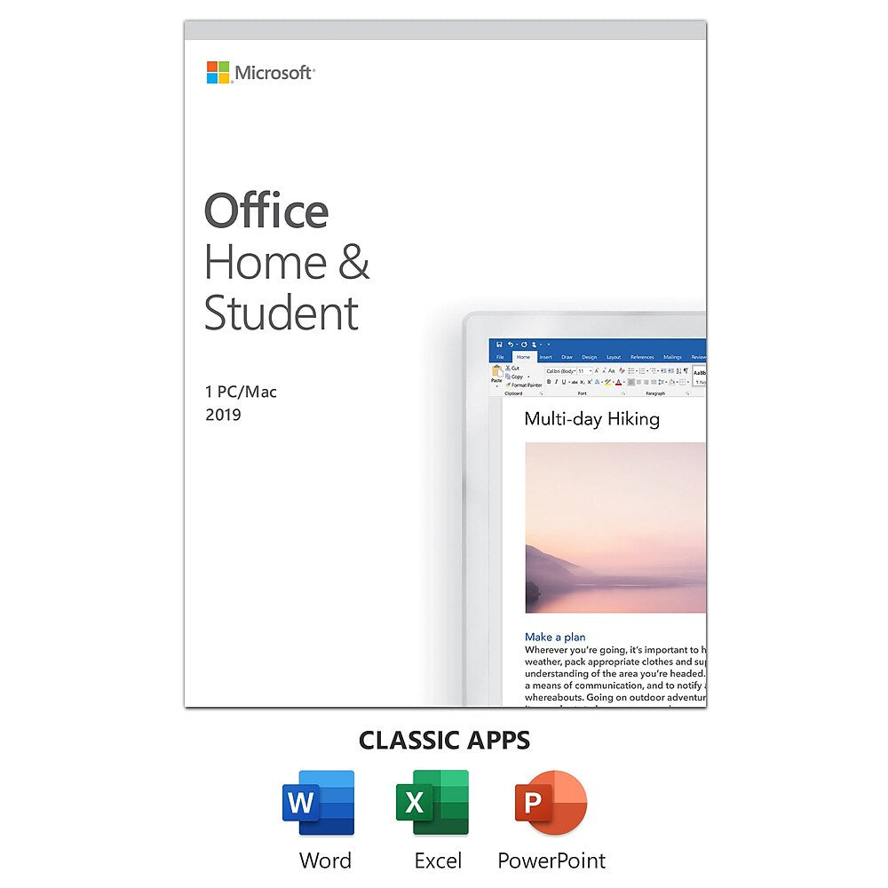 Microsoft Office Home and Student 2019 79G-05186 1 User 1 Device PC/Mac