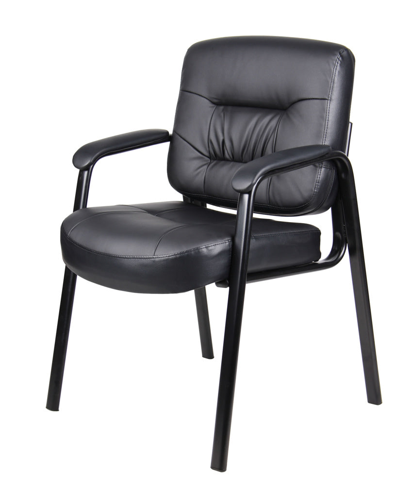 Nicer Furniture Black Leather Metal Leg Guest Chair