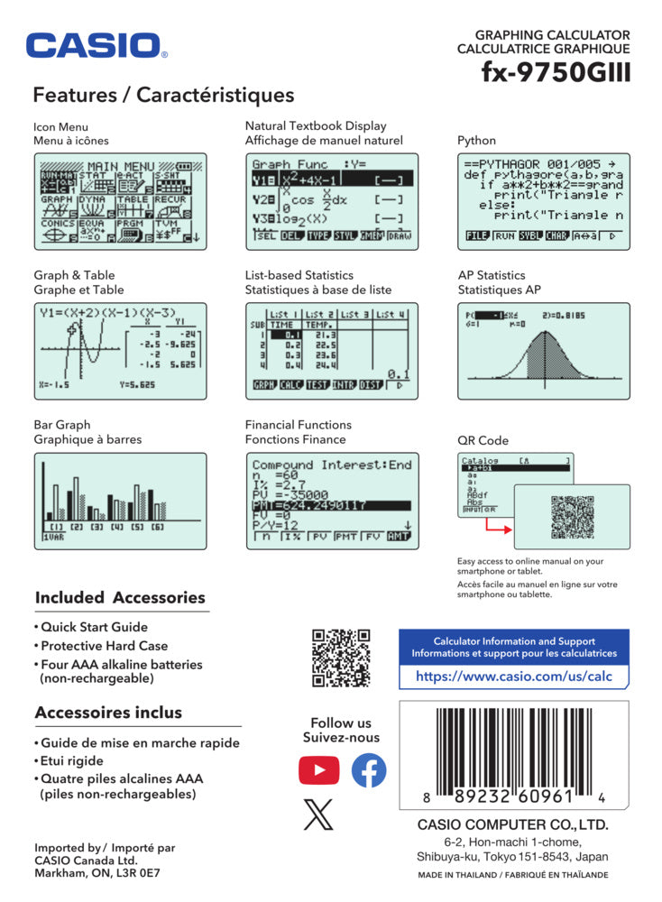 CASIO fx-9750GIII Graphing Calculator