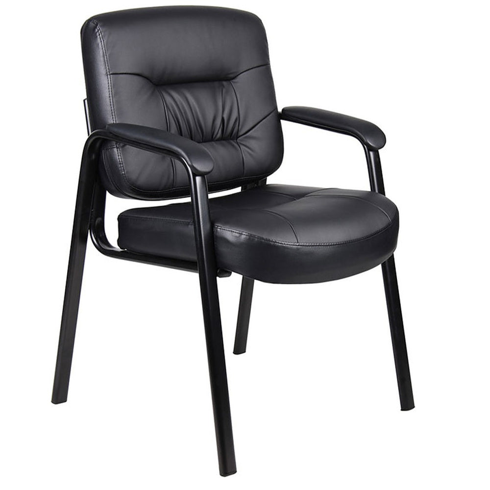 Nicer Furniture Black Leather Metal Leg Guest Chair