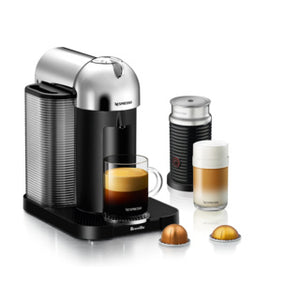 Nespresso Vertuo Coffee and Espresso Breville Machine with Aeroccino Chrome
