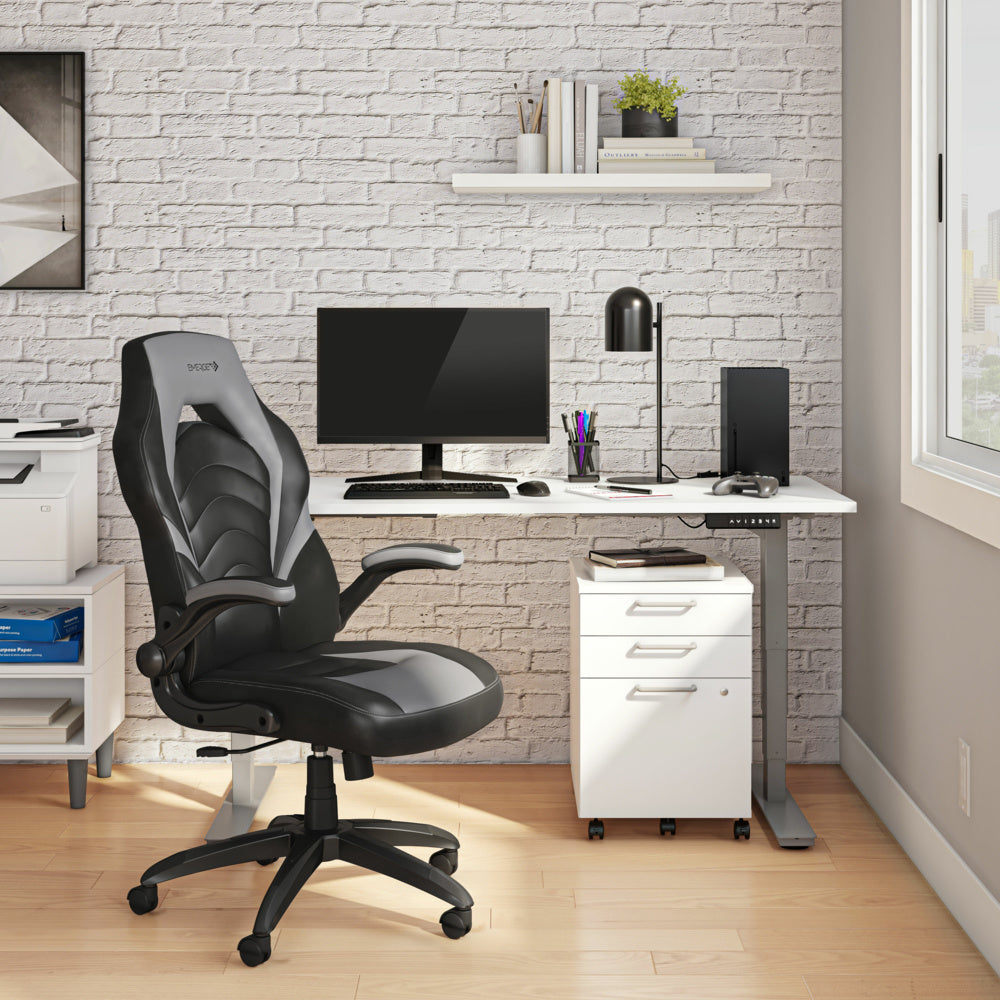 Emerge Vortex Bonded Leather Gaming Chair Black and Grey