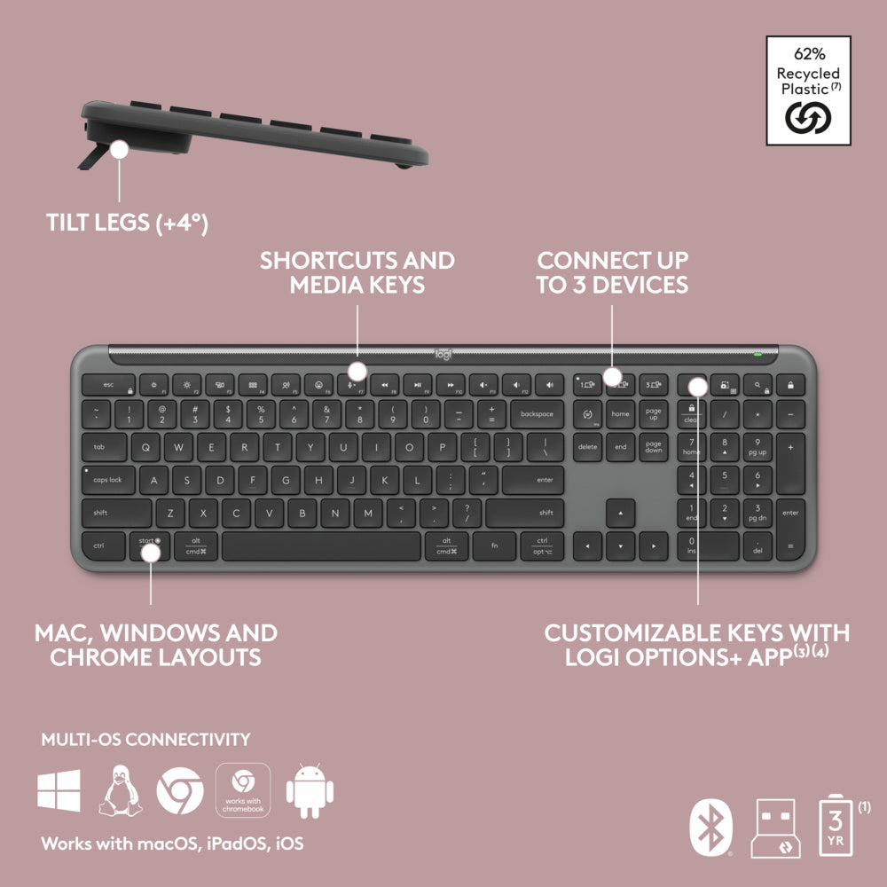 Logitech Signature Slim K950 Wireless Keyboard Graphite