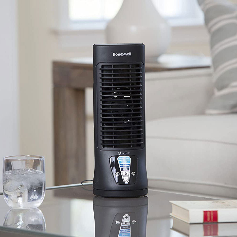 Honeywell QuietSet 4 Slim Mini Tower Oscillating Personal Fan Black