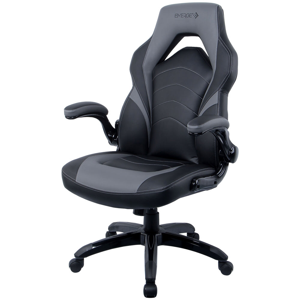 Emerge Vortex Bonded Leather Gaming Chair Black and Grey