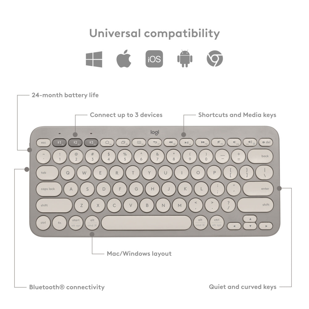 Logitech Multi-Device K380 Wireless Keyboard Sand