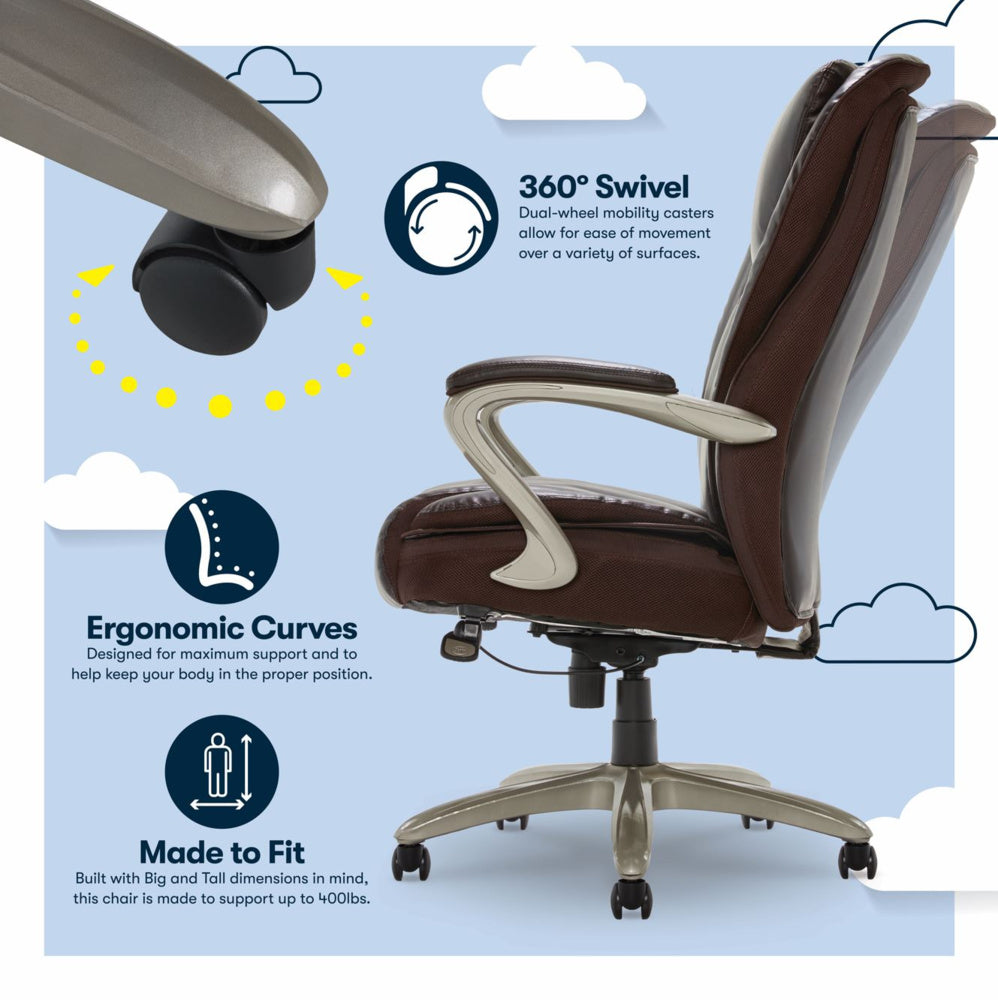 Serta Smart Layers Hensley Big and Tall Executive Chair Brown