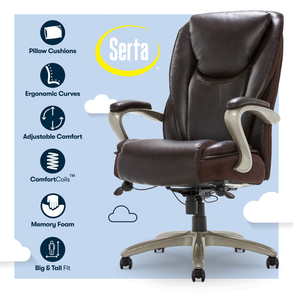Serta Smart Layers Hensley Big and Tall Executive Chair Brown