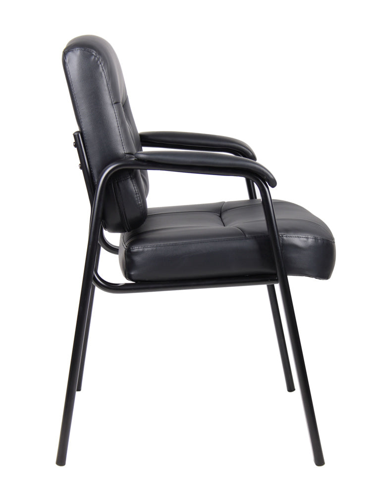 Nicer Furniture Black Leather Metal Leg Guest Chair