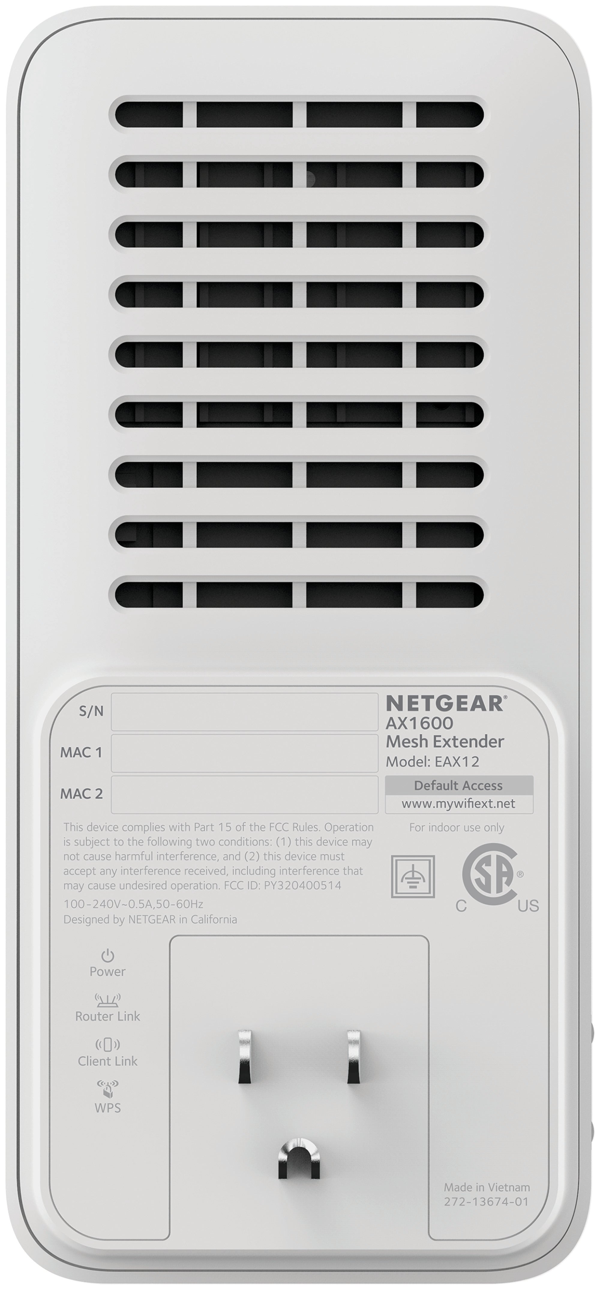 Netgear EAX12-100CNS AX1600 Mesh Extender